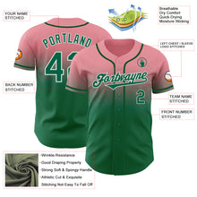 Charger l'image dans la galerie, Custom Medium Pink Kelly Green-White Authentic Fade Fashion Baseball Jersey