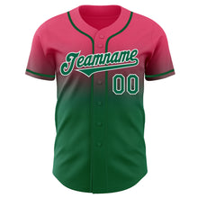 Charger l'image dans la galerie, Custom Neon Pink Kelly Green-White Authentic Fade Fashion Baseball Jersey