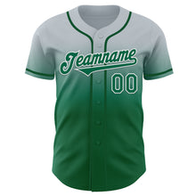 Charger l'image dans la galerie, Custom Silver Kelly Green-White Authentic Fade Fashion Baseball Jersey
