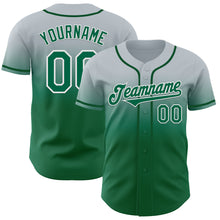 Charger l'image dans la galerie, Custom Silver Kelly Green-White Authentic Fade Fashion Baseball Jersey