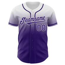 Charger l'image dans la galerie, Custom White Purple Authentic Fade Fashion Baseball Jersey