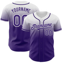 Charger l'image dans la galerie, Custom White Purple Authentic Fade Fashion Baseball Jersey