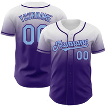 Charger l'image dans la galerie, Custom White Light Blue-Purple Authentic Fade Fashion Baseball Jersey