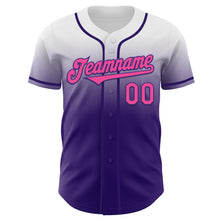 Charger l'image dans la galerie, Custom White Pink-Purple Authentic Fade Fashion Baseball Jersey