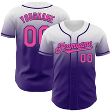 Charger l'image dans la galerie, Custom White Pink-Purple Authentic Fade Fashion Baseball Jersey