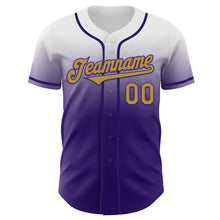 Charger l'image dans la galerie, Custom White Old Gold-Purple Authentic Fade Fashion Baseball Jersey
