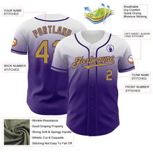 Charger l'image dans la galerie, Custom White Old Gold-Purple Authentic Fade Fashion Baseball Jersey