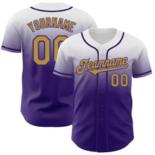 Charger l'image dans la galerie, Custom White Old Gold-Purple Authentic Fade Fashion Baseball Jersey