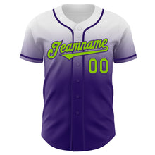 Charger l'image dans la galerie, Custom White Neon Green-Purple Authentic Fade Fashion Baseball Jersey