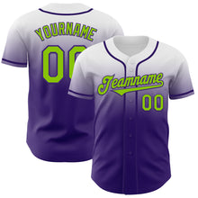 Charger l'image dans la galerie, Custom White Neon Green-Purple Authentic Fade Fashion Baseball Jersey