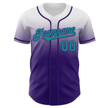 Charger l'image dans la galerie, Custom White Teal-Purple Authentic Fade Fashion Baseball Jersey