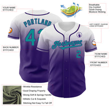 Charger l'image dans la galerie, Custom White Teal-Purple Authentic Fade Fashion Baseball Jersey