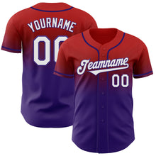 Charger l'image dans la galerie, Custom Red White-Purple Authentic Fade Fashion Baseball Jersey