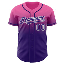 Charger l'image dans la galerie, Custom Pink Purple-White Authentic Fade Fashion Baseball Jersey