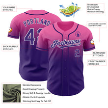 Charger l'image dans la galerie, Custom Pink Purple-White Authentic Fade Fashion Baseball Jersey
