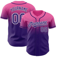 Charger l'image dans la galerie, Custom Pink Purple-White Authentic Fade Fashion Baseball Jersey