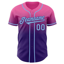 Charger l'image dans la galerie, Custom Pink Light Blue-Purple Authentic Fade Fashion Baseball Jersey