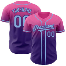Charger l'image dans la galerie, Custom Pink Light Blue-Purple Authentic Fade Fashion Baseball Jersey
