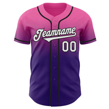 Charger l'image dans la galerie, Custom Pink White Purple-Black Authentic Fade Fashion Baseball Jersey