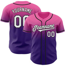 Charger l'image dans la galerie, Custom Pink White Purple-Black Authentic Fade Fashion Baseball Jersey