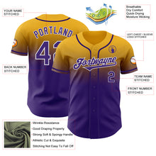 Charger l'image dans la galerie, Custom Gold Purple-White Authentic Fade Fashion Baseball Jersey