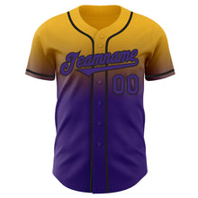 Charger l'image dans la galerie, Custom Gold Purple-Black Authentic Fade Fashion Baseball Jersey