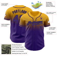 Charger l'image dans la galerie, Custom Gold Purple-Black Authentic Fade Fashion Baseball Jersey