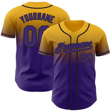 Charger l'image dans la galerie, Custom Gold Purple-Black Authentic Fade Fashion Baseball Jersey