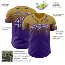 Laden Sie das Bild in den Galerie-Viewer, Custom Old Gold Purple-White Authentic Fade Fashion Baseball Jersey