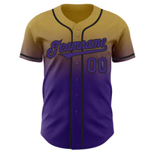 Laden Sie das Bild in den Galerie-Viewer, Custom Old Gold Purple-Black Authentic Fade Fashion Baseball Jersey