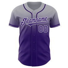 Charger l'image dans la galerie, Custom Gray Purple-White Authentic Fade Fashion Baseball Jersey