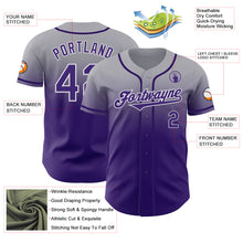Charger l'image dans la galerie, Custom Gray Purple-White Authentic Fade Fashion Baseball Jersey