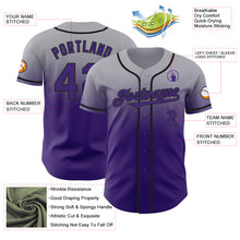 Charger l'image dans la galerie, Custom Gray Purple-Black Authentic Fade Fashion Baseball Jersey
