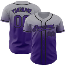 Charger l'image dans la galerie, Custom Gray Purple-Black Authentic Fade Fashion Baseball Jersey