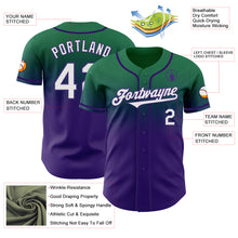 Загрузить изображение в средство просмотра галереи, Custom Kelly Green White-Purple Authentic Fade Fashion Baseball Jersey