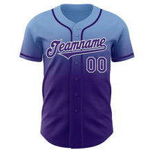 Laden Sie das Bild in den Galerie-Viewer, Custom Light Blue Purple-White Authentic Fade Fashion Baseball Jersey