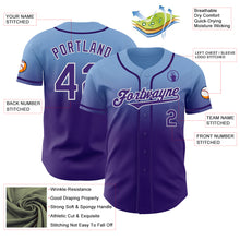 Laden Sie das Bild in den Galerie-Viewer, Custom Light Blue Purple-White Authentic Fade Fashion Baseball Jersey
