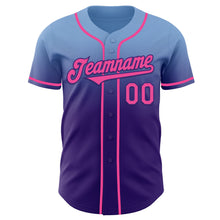 Laden Sie das Bild in den Galerie-Viewer, Custom Light Blue Pink-Purple Authentic Fade Fashion Baseball Jersey