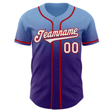 Загрузить изображение в средство просмотра галереи, Custom Light Blue White Purple-Red Authentic Fade Fashion Baseball Jersey