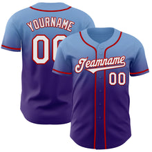 Загрузить изображение в средство просмотра галереи, Custom Light Blue White Purple-Red Authentic Fade Fashion Baseball Jersey