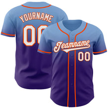 Laden Sie das Bild in den Galerie-Viewer, Custom Light Blue White Purple-Orange Authentic Fade Fashion Baseball Jersey