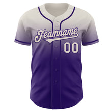 Charger l'image dans la galerie, Custom Cream Purple Authentic Fade Fashion Baseball Jersey