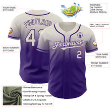 Charger l'image dans la galerie, Custom Cream Purple Authentic Fade Fashion Baseball Jersey