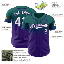 Laden Sie das Bild in den Galerie-Viewer, Custom Teal White-Purple Authentic Fade Fashion Baseball Jersey