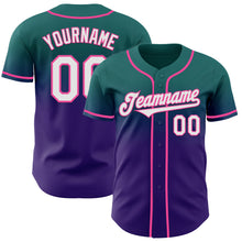 Загрузить изображение в средство просмотра галереи, Custom Teal White Purple-Pink Authentic Fade Fashion Baseball Jersey