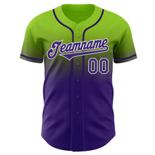 Загрузить изображение в средство просмотра галереи, Custom Neon Green Purple-White Authentic Fade Fashion Baseball Jersey