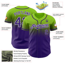 Загрузить изображение в средство просмотра галереи, Custom Neon Green Purple-White Authentic Fade Fashion Baseball Jersey