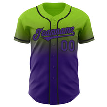 Загрузить изображение в средство просмотра галереи, Custom Neon Green Purple-Black Authentic Fade Fashion Baseball Jersey