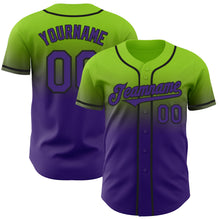 Загрузить изображение в средство просмотра галереи, Custom Neon Green Purple-Black Authentic Fade Fashion Baseball Jersey