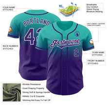 Laden Sie das Bild in den Galerie-Viewer, Custom Aqua Purple-White Authentic Fade Fashion Baseball Jersey